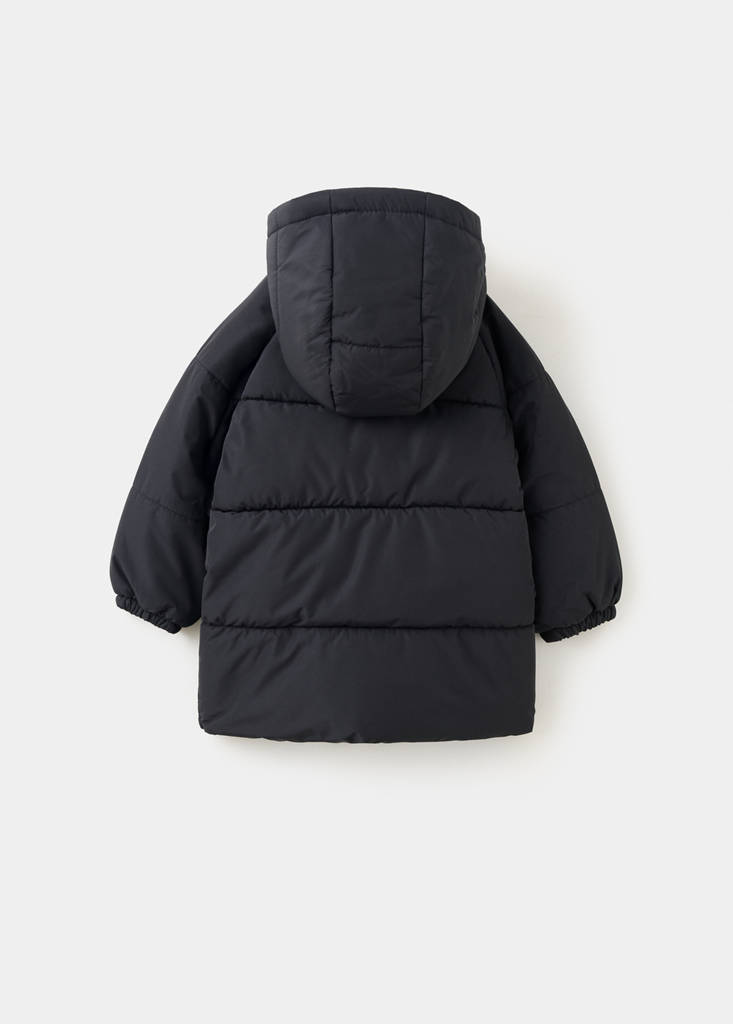 Quilted long coat — Black