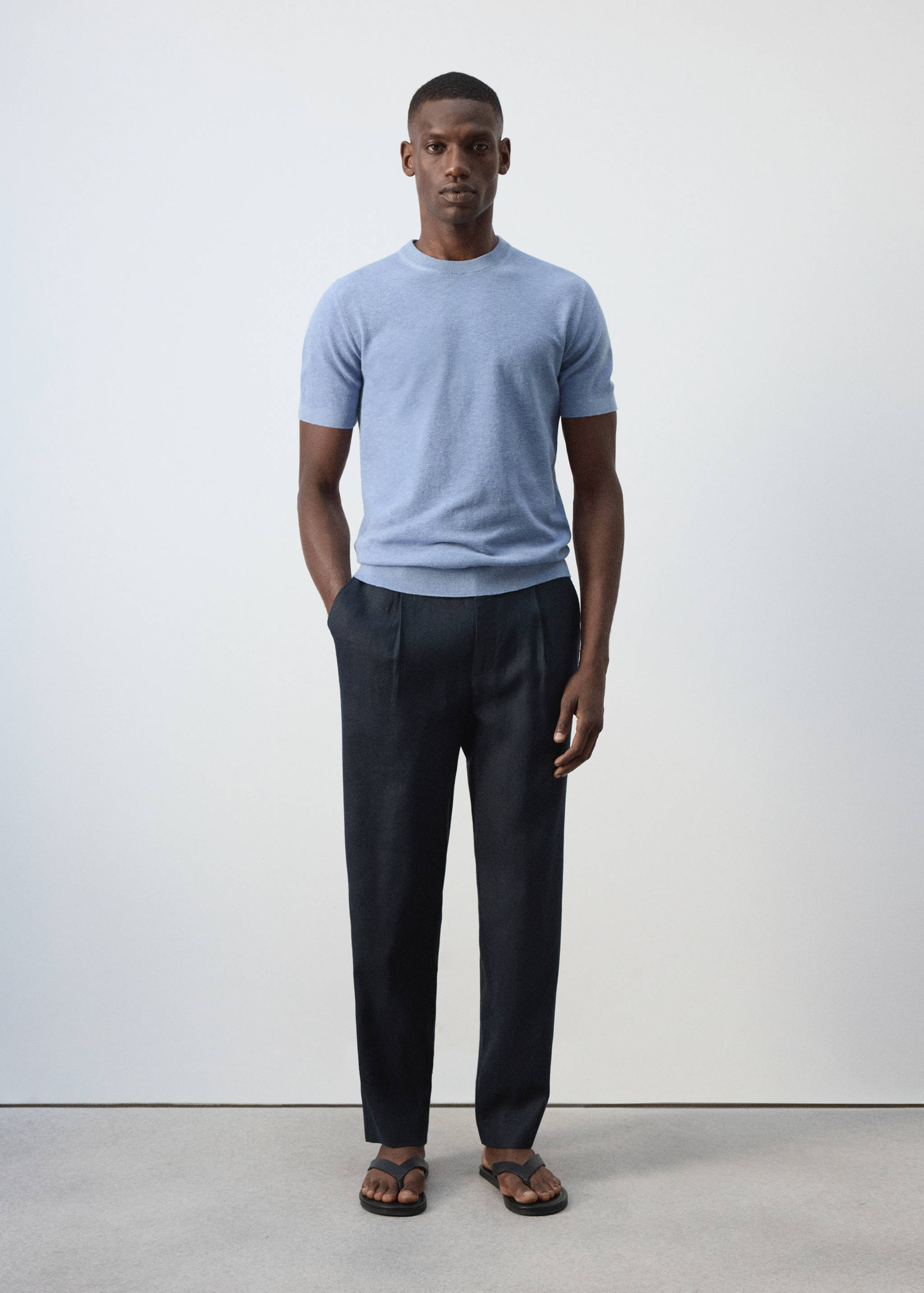 Fine-knit T-shirt in cotton blend - General plane