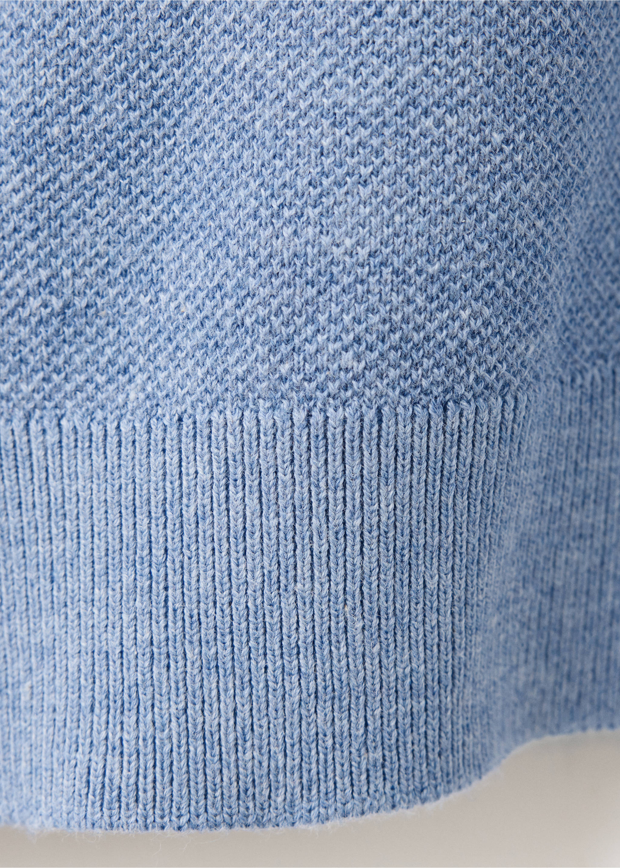 Fine-knit T-shirt in cotton blend - Details of the article 0, Blue. Ref: 37047772-00.