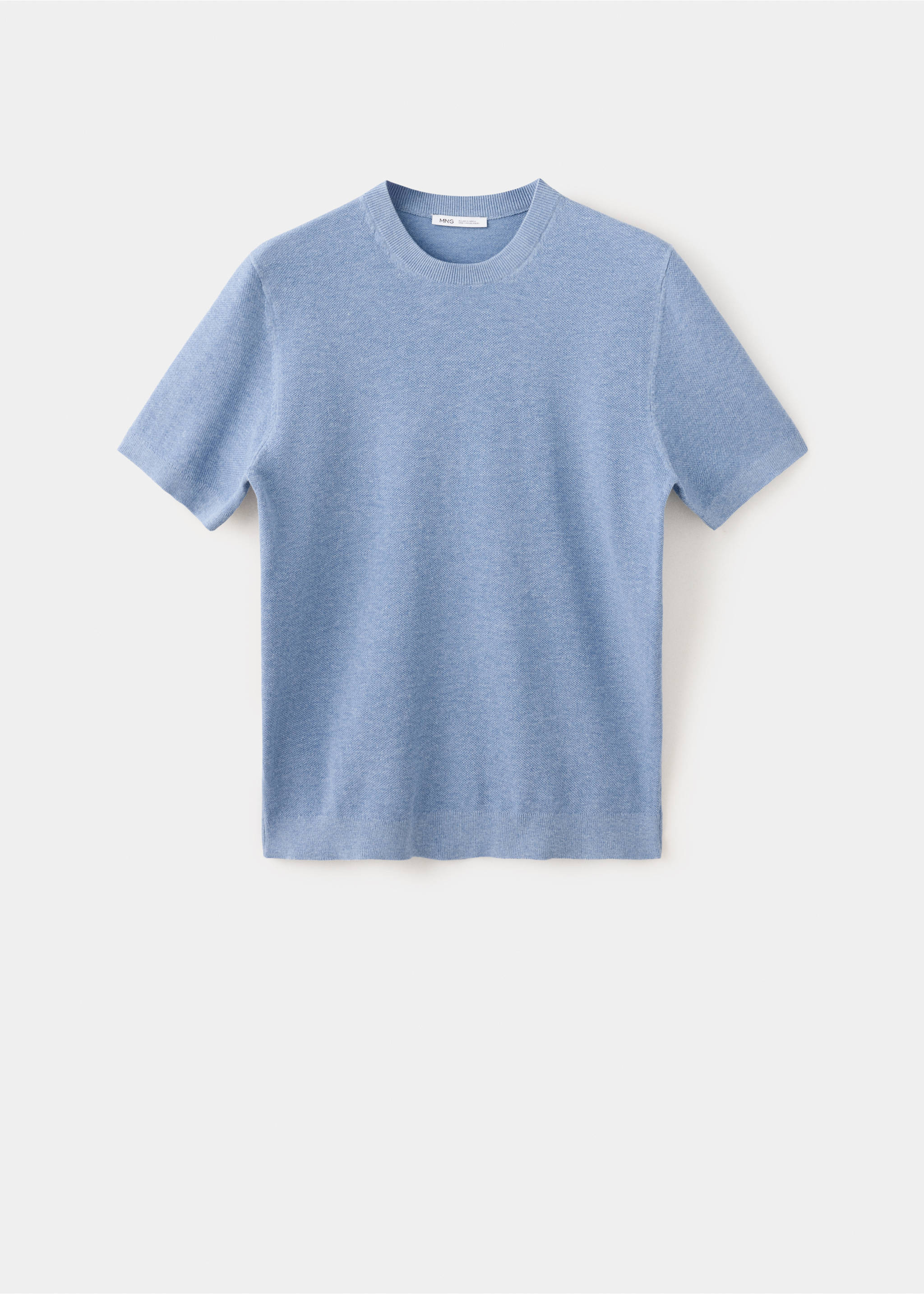 Fine-knit T-shirt in cotton blend - Article without model, Blue. Ref: 37047772-00.