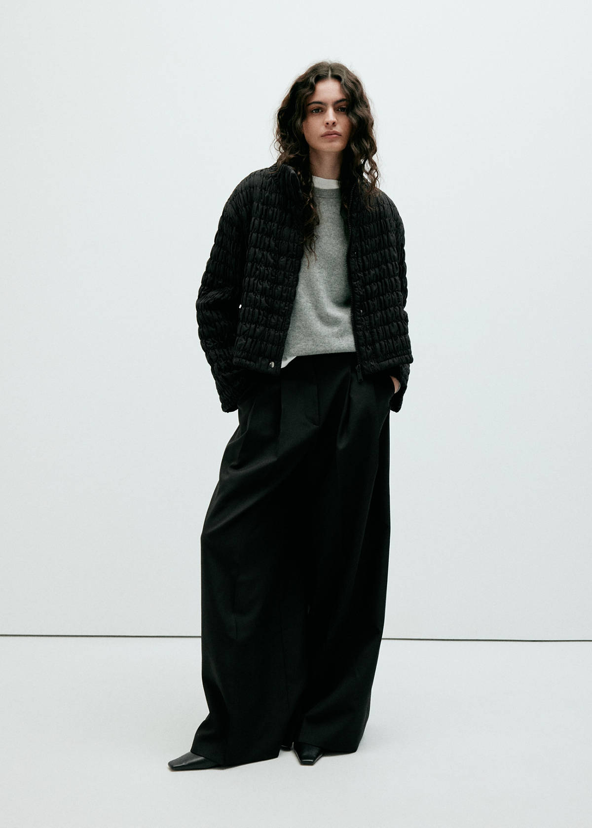 Padded honeycomb anorak — Black