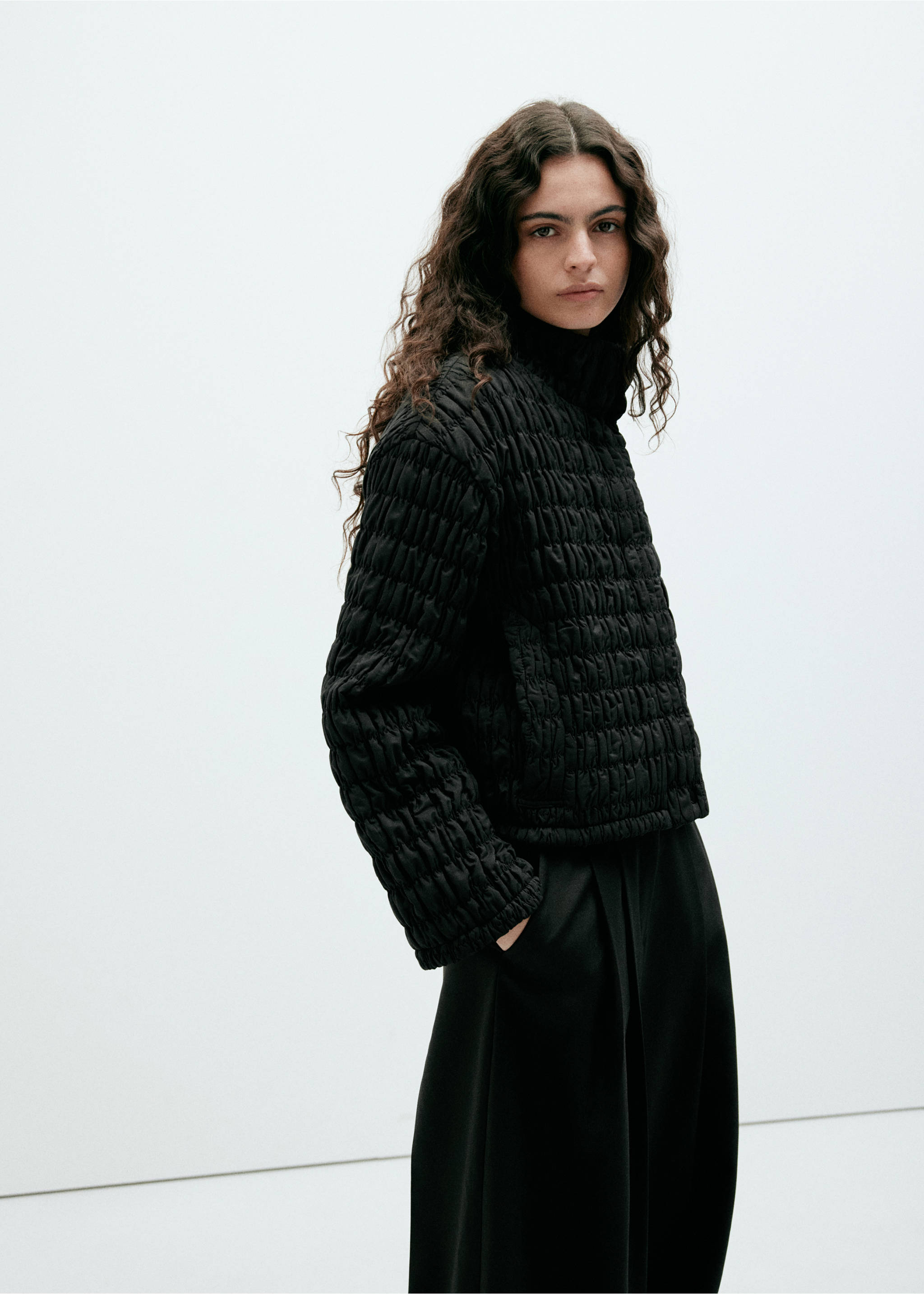 Padded honeycomb anorak - Medium plane, Black. Ref: 37047773-00.