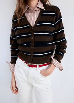 Fine-knit cardigan — Brown 4