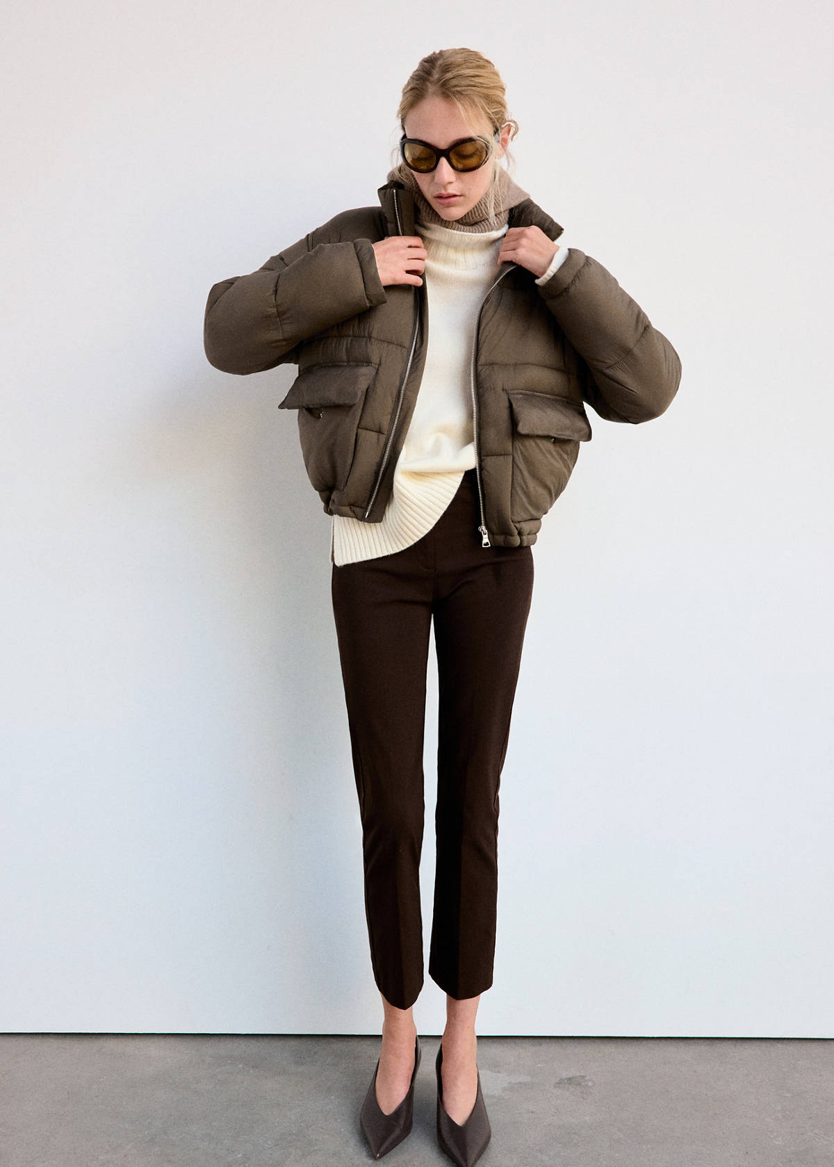 Quilted anorak with patch pockets — Khaki