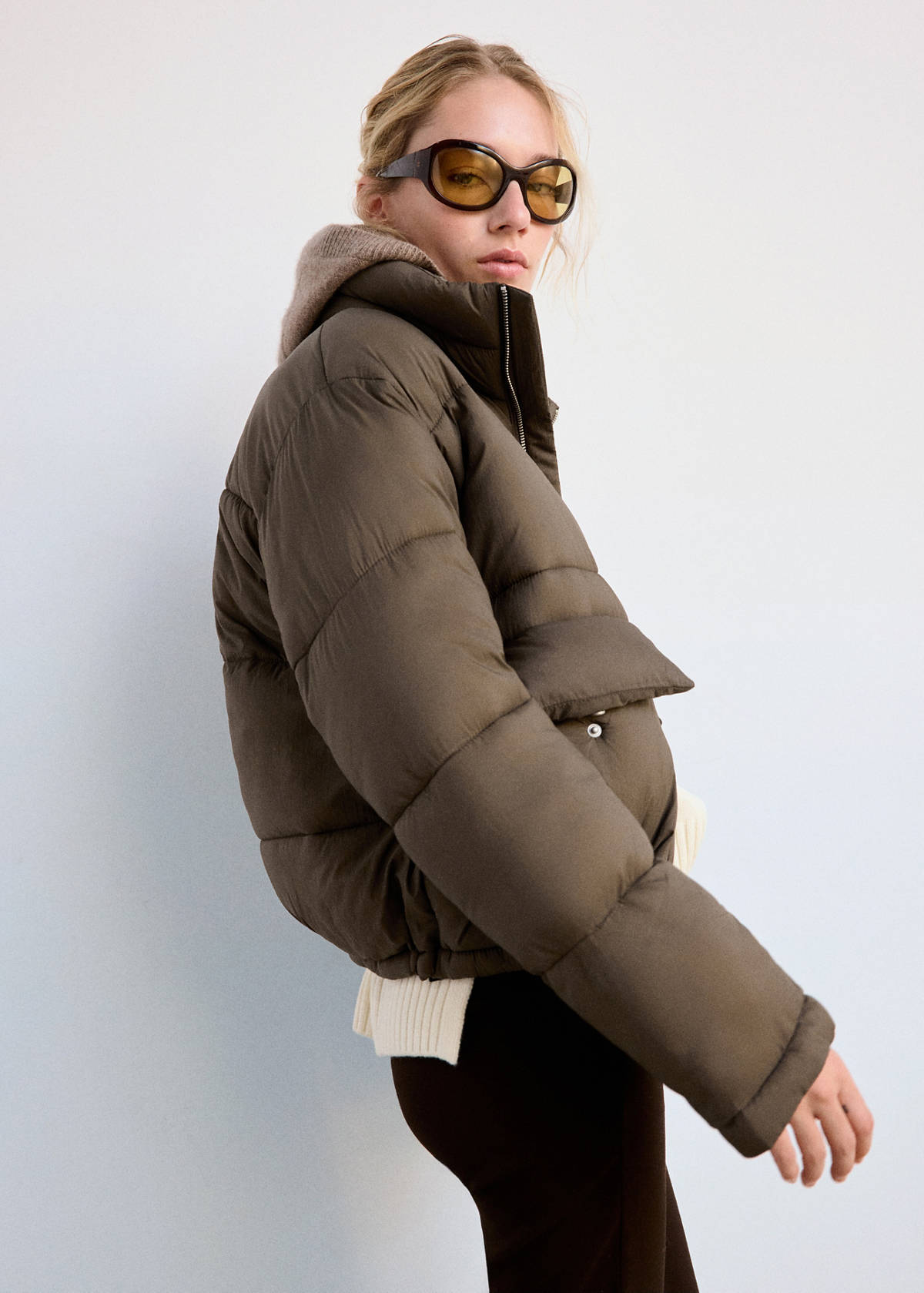 Quilted anorak with patch pockets — Khaki