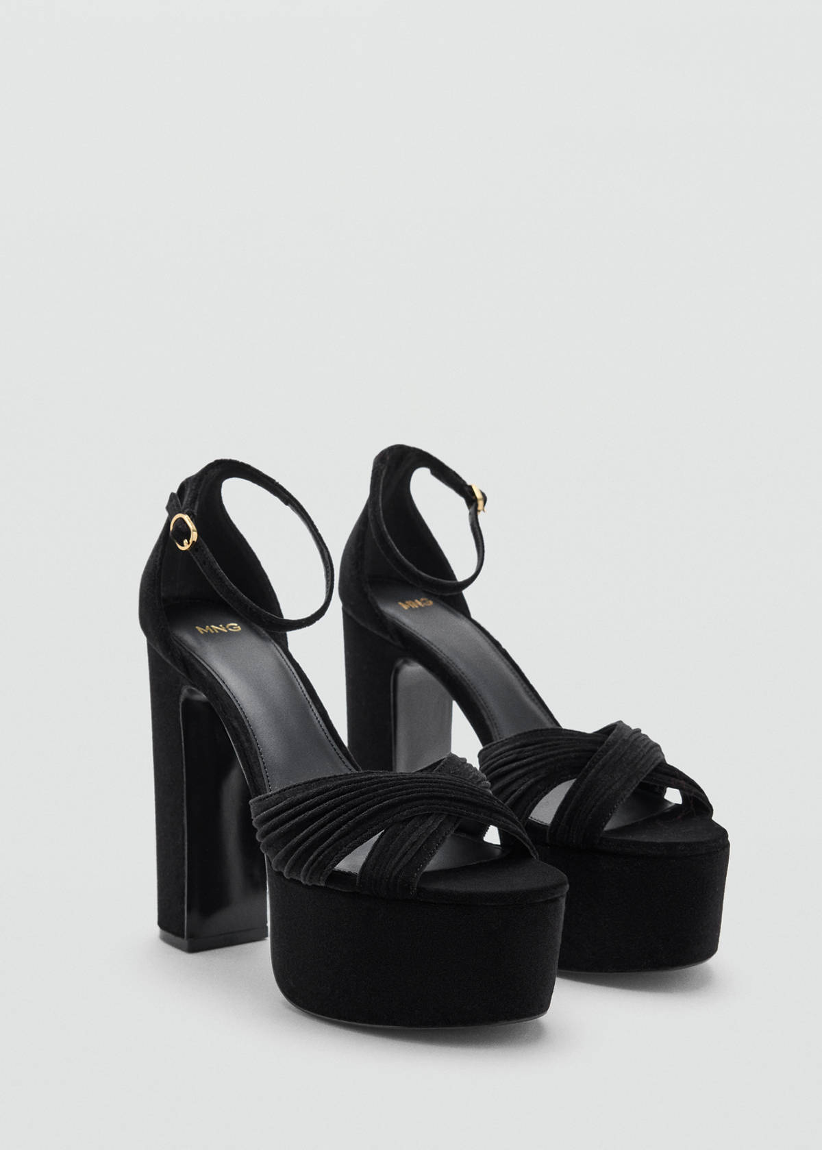 Velvet heel sandals — Black