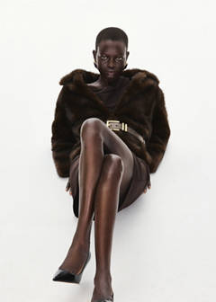 Jacket with faux fur collar and shirt-style collar — Brown 5