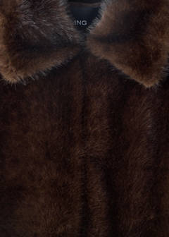 Jacket with faux fur collar and shirt-style collar — Brown 7