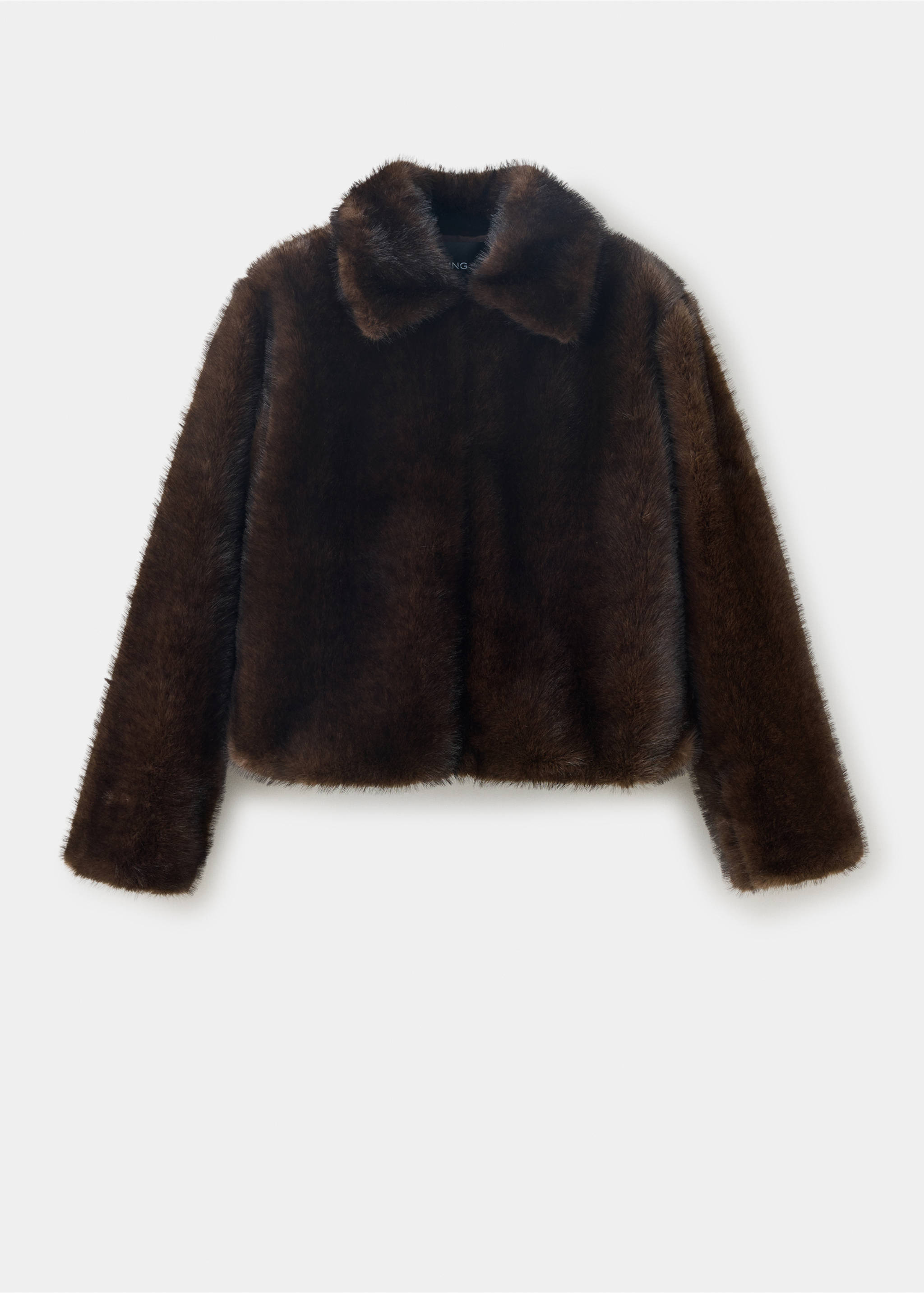 Veste fourrure col chemise - Article sans modèle, Marron. Ref: 37047781-00.