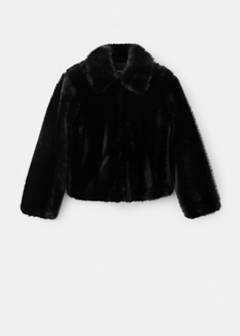 Jacket with faux fur collar and shirt-style collar — Black 6