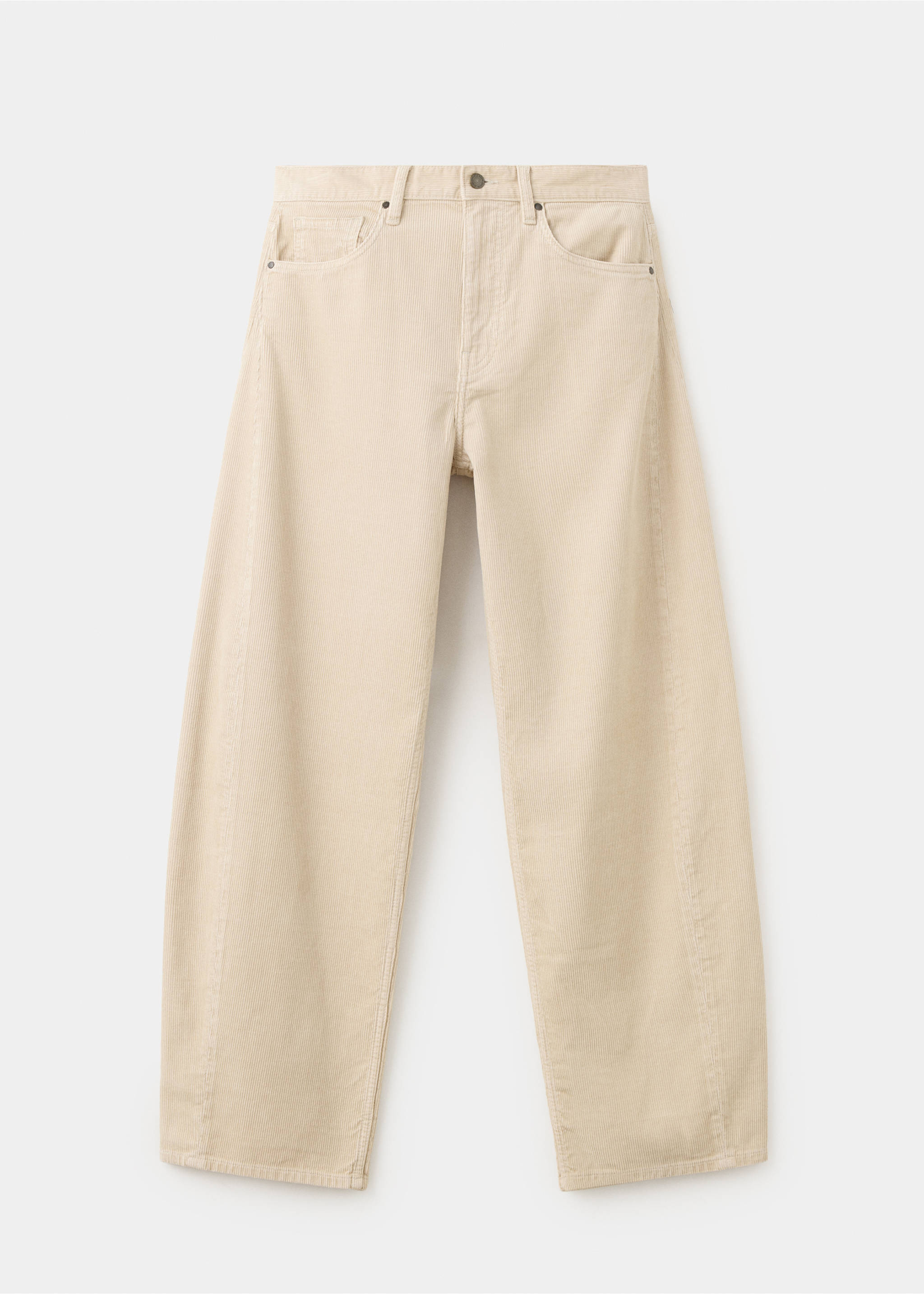 Balloon-fit corduroy pants - Article without model, Ecru. Ref: 37047786-00.
