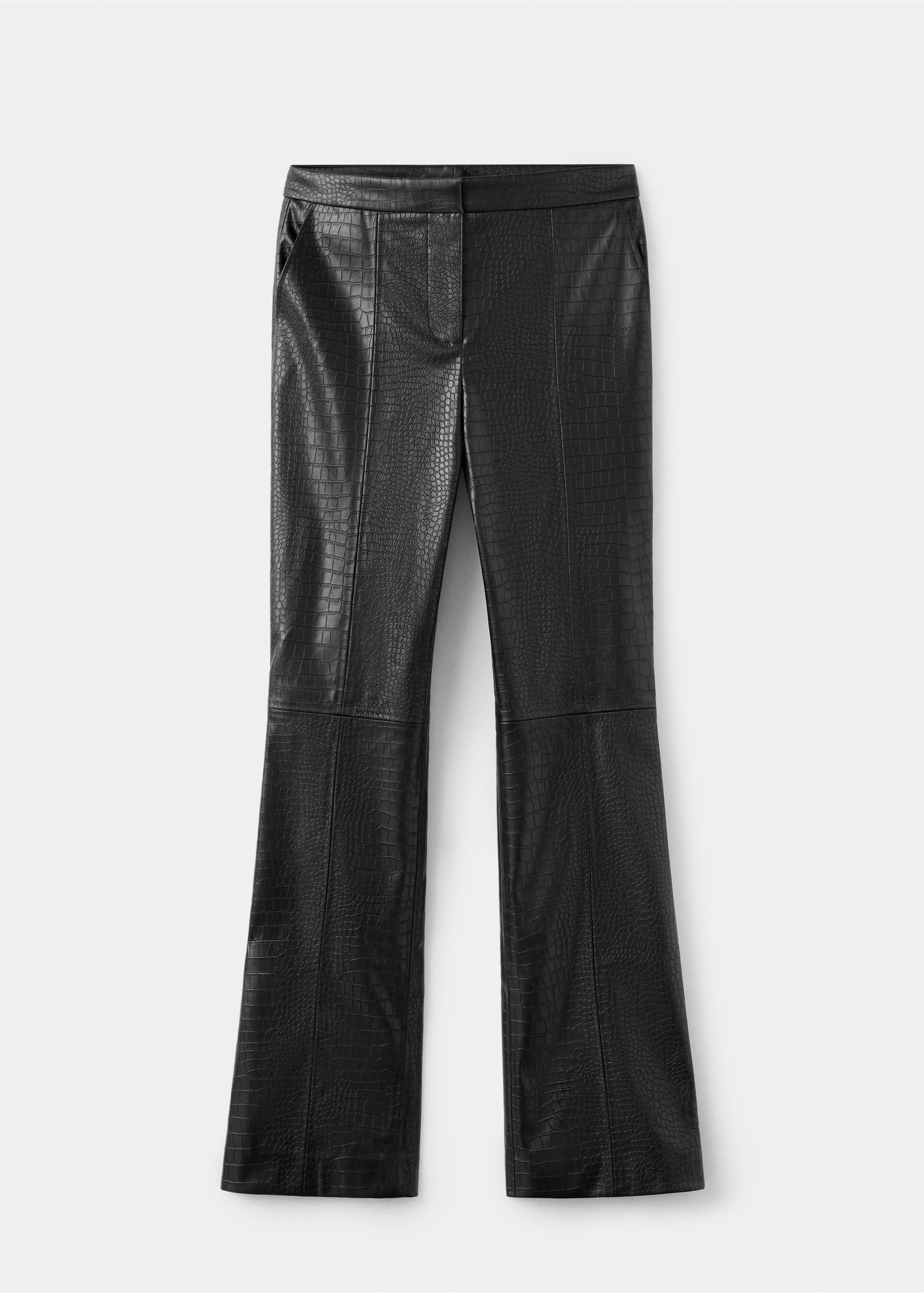 Black crocodile-effect trousers with front seam details., Black. Ref: 37047789-00.