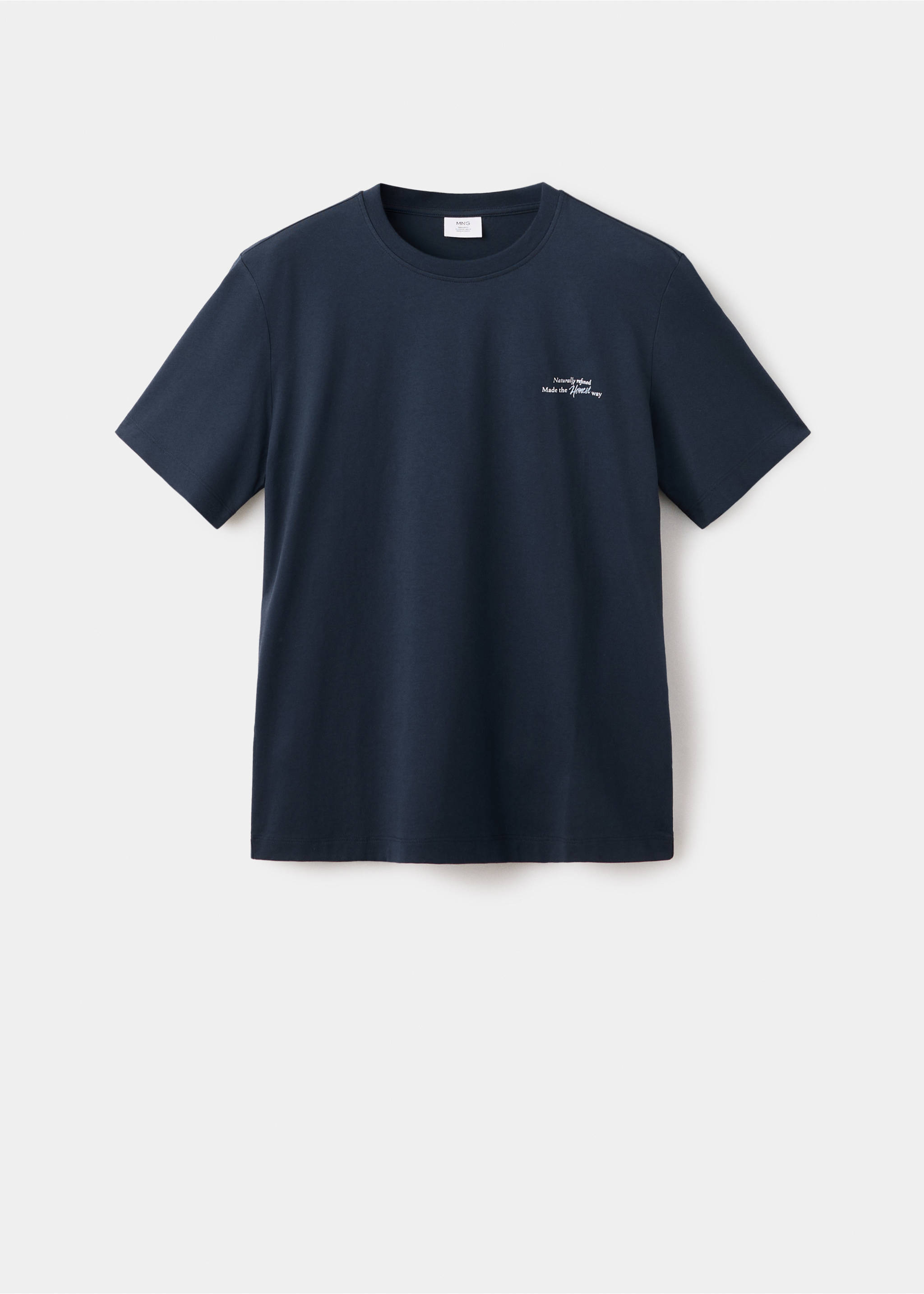 T-shirt 100 % coton texte - Article sans modèle, Bleu marine foncé. Ref: 37047790-00.