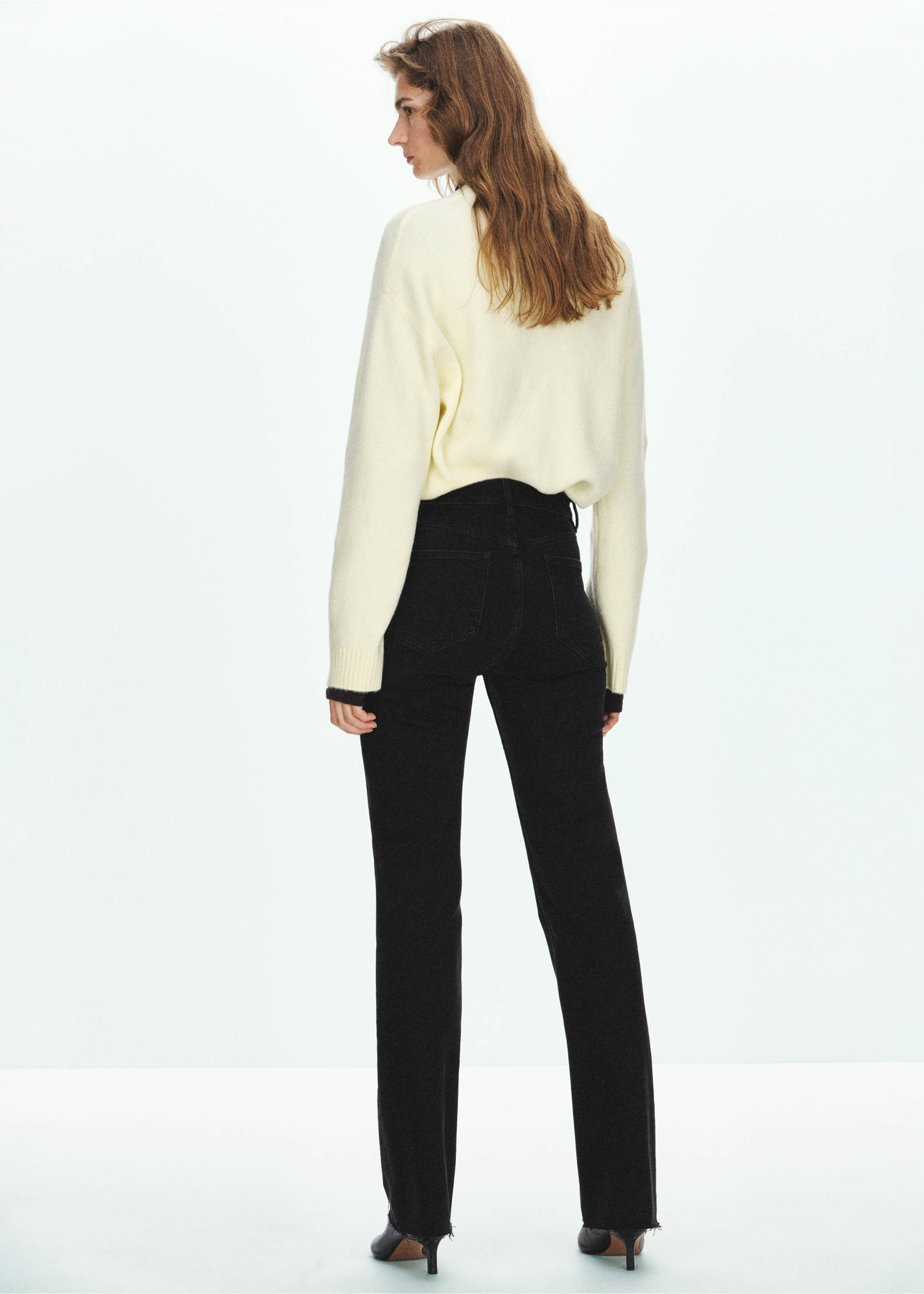 High waist flared jeans - Reverse of the article, Black denim. Ref: 37047791-00.
