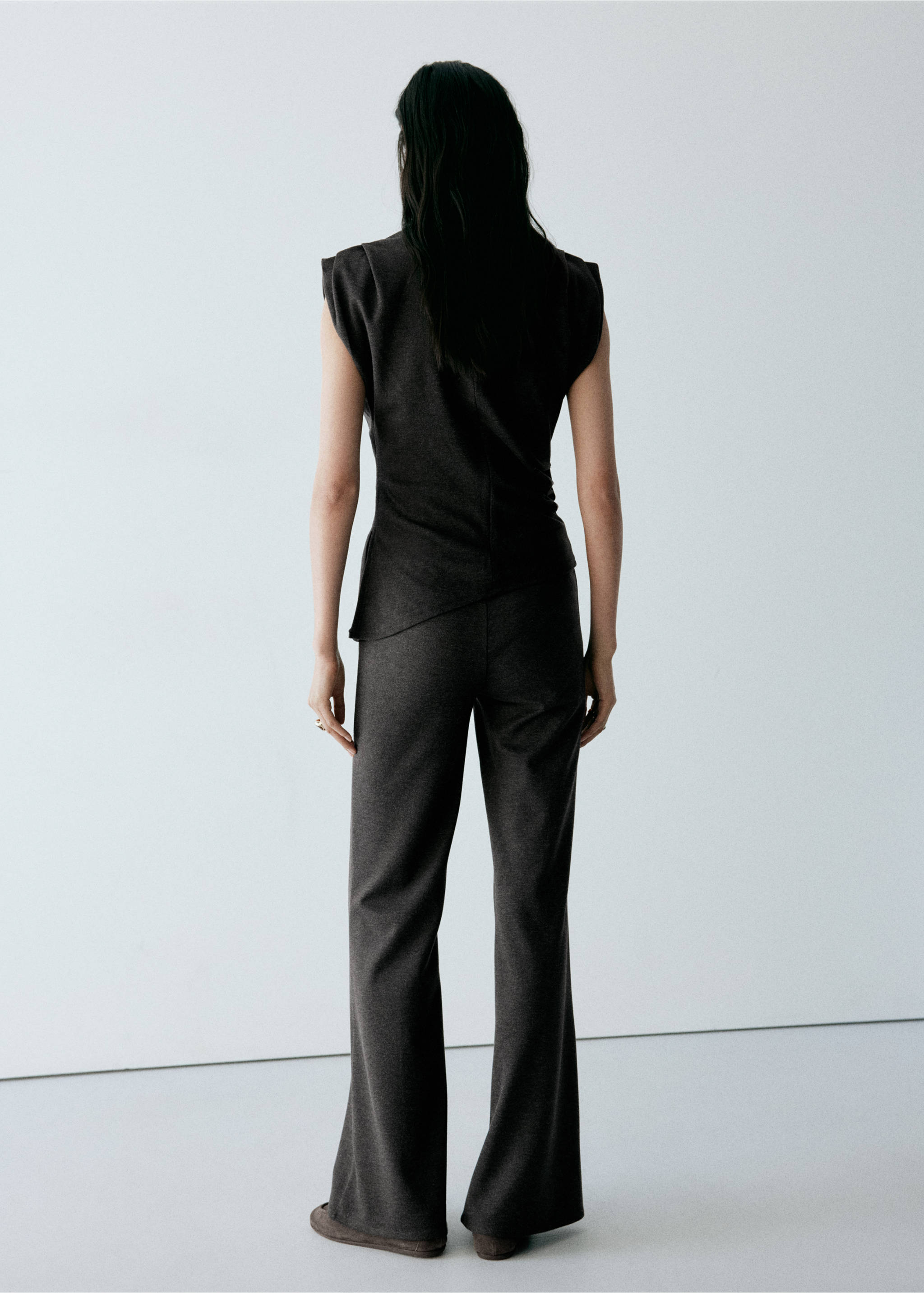 Asymmetric side ruched top - Reverse of the article, Grey. Ref: 37047792-00.