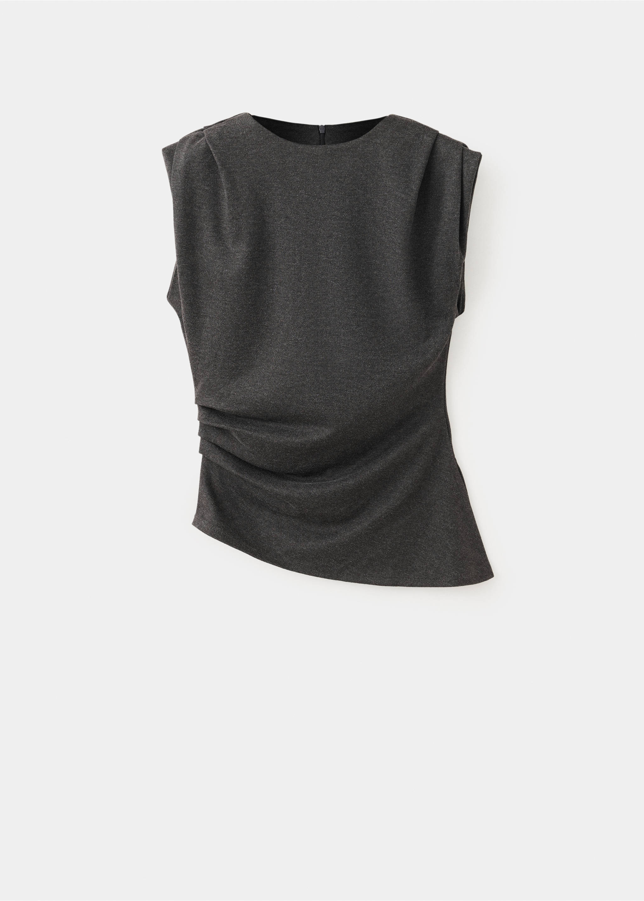 Asymmetric side ruched top - Article without model, Grey. Ref: 37047792-00.