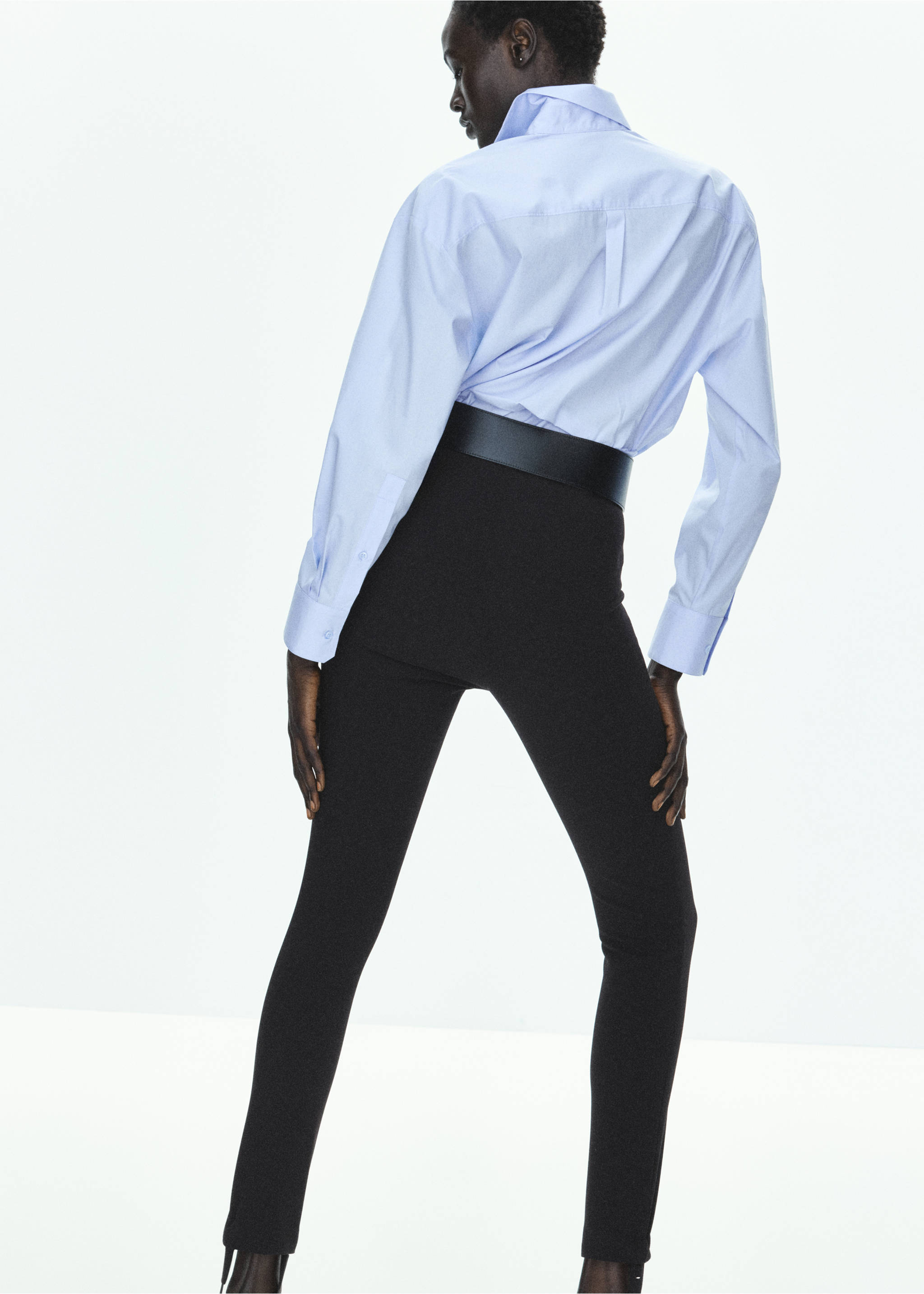 Cotton and lyocell blend straight shirt - Reverse of the article, Sky Blue. Ref: 37047793-00.