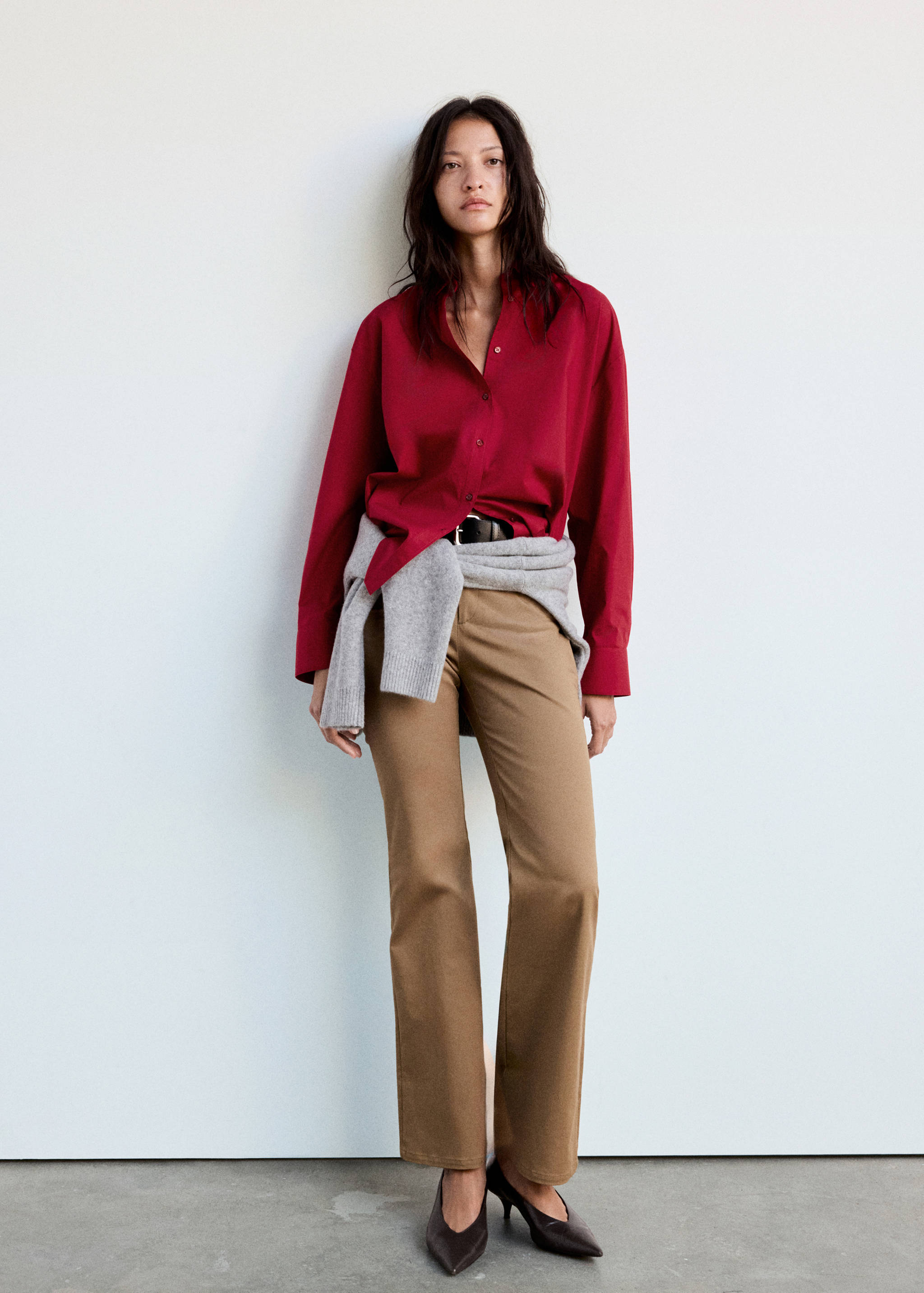 Cotton and lyocell blend straight shirt - General plane