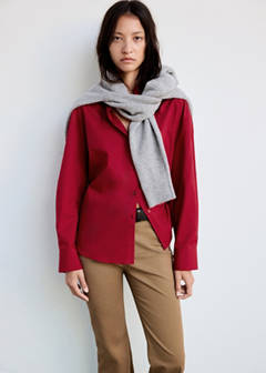 Cotton lyocell blend straight shirt — Red 1