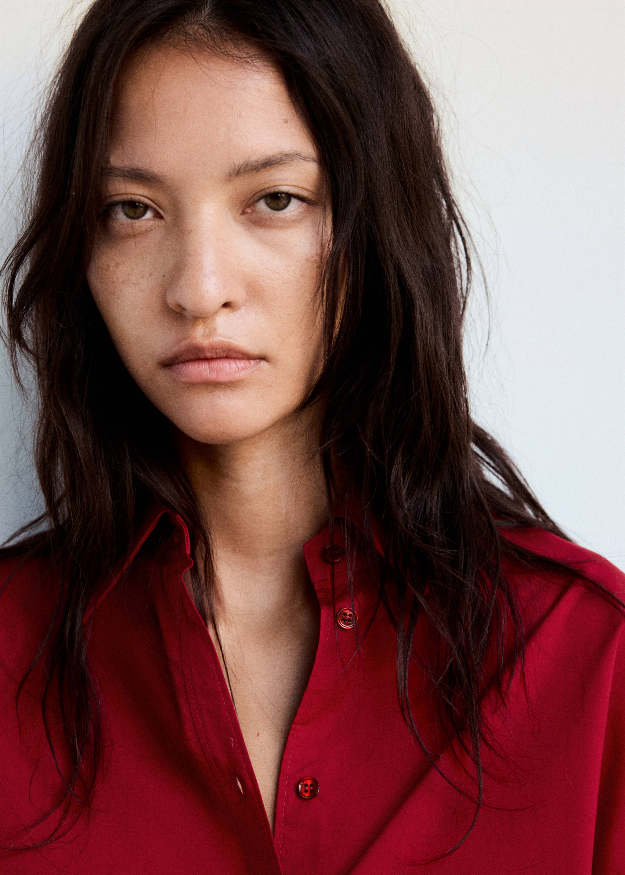 Cotton and lyocell blend straight shirt - Details of the article 1