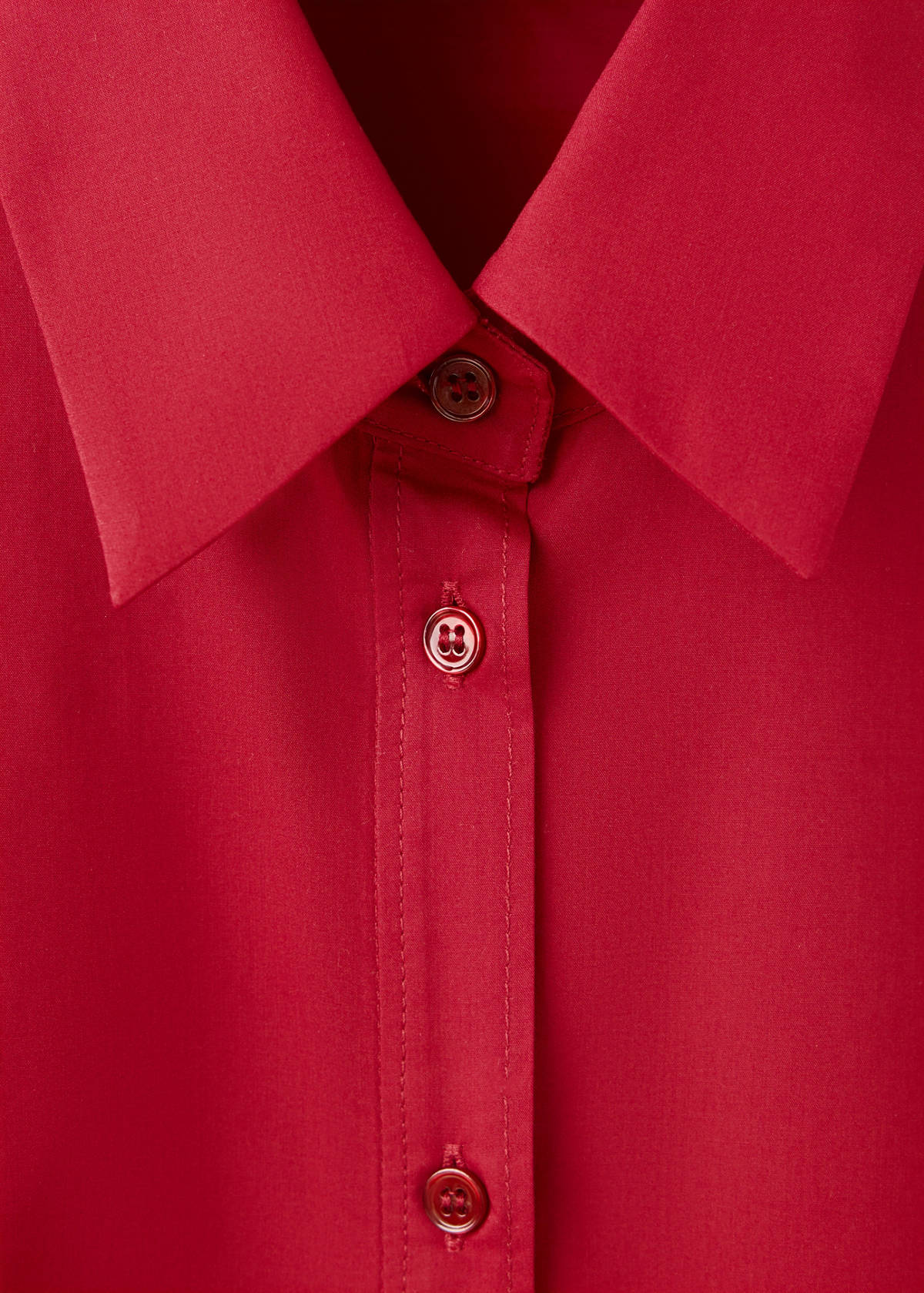 Cotton lyocell blend straight shirt — Red