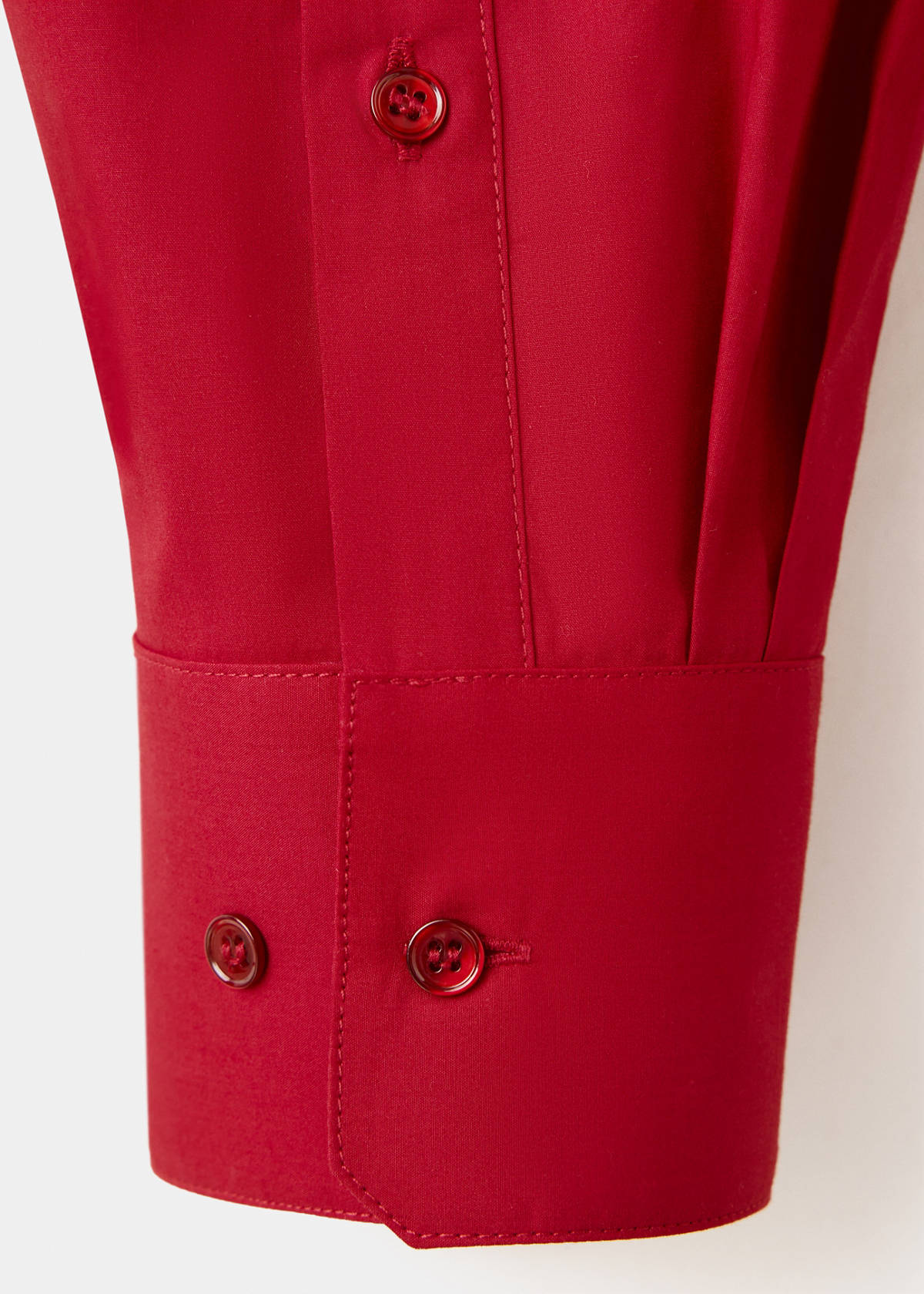Cotton lyocell blend straight shirt — Red