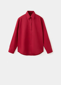 Cotton lyocell blend straight shirt — Red 6