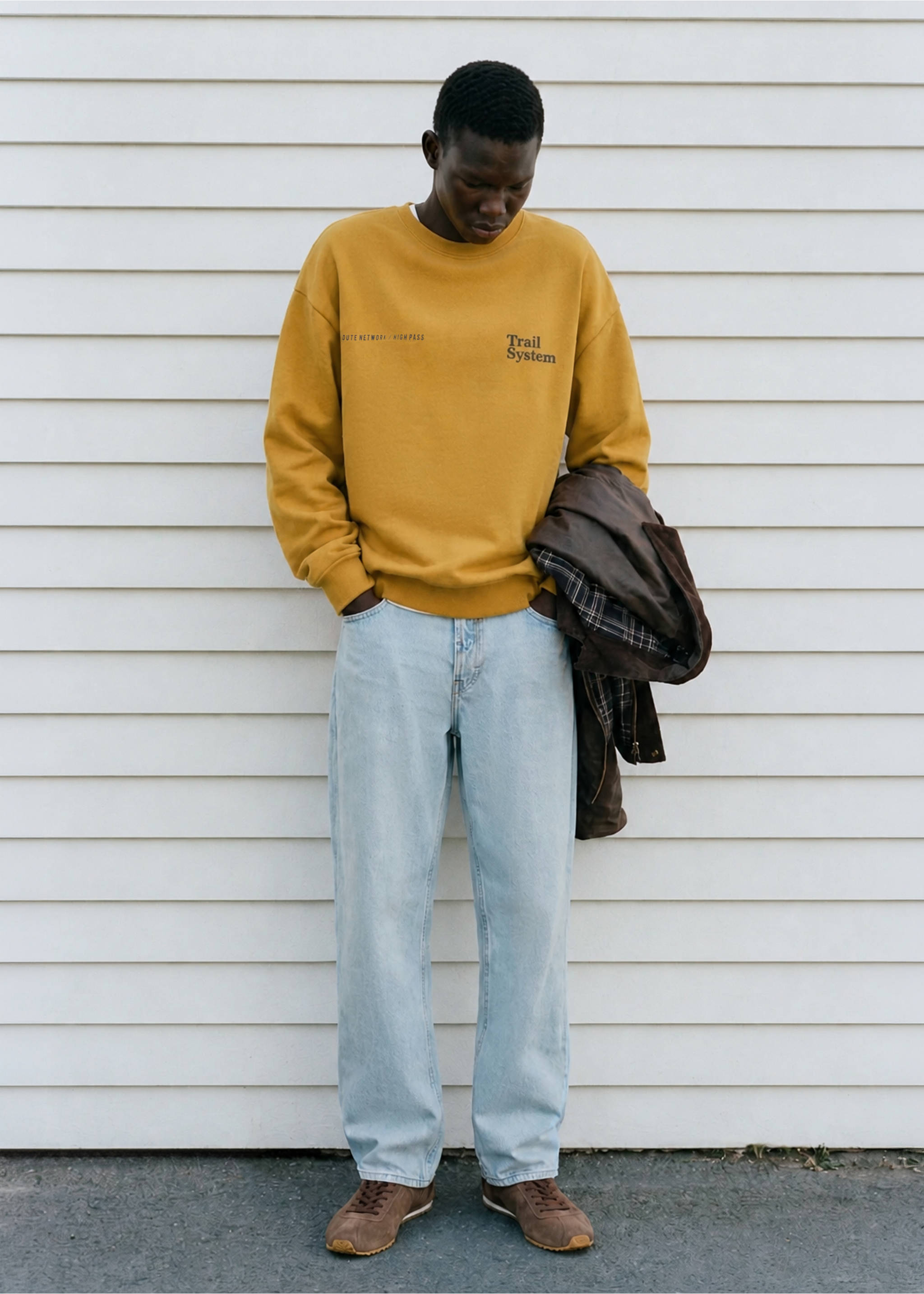 Cotton sweatshirt with text - General plane, Mustard. Ref: 37047802-00.