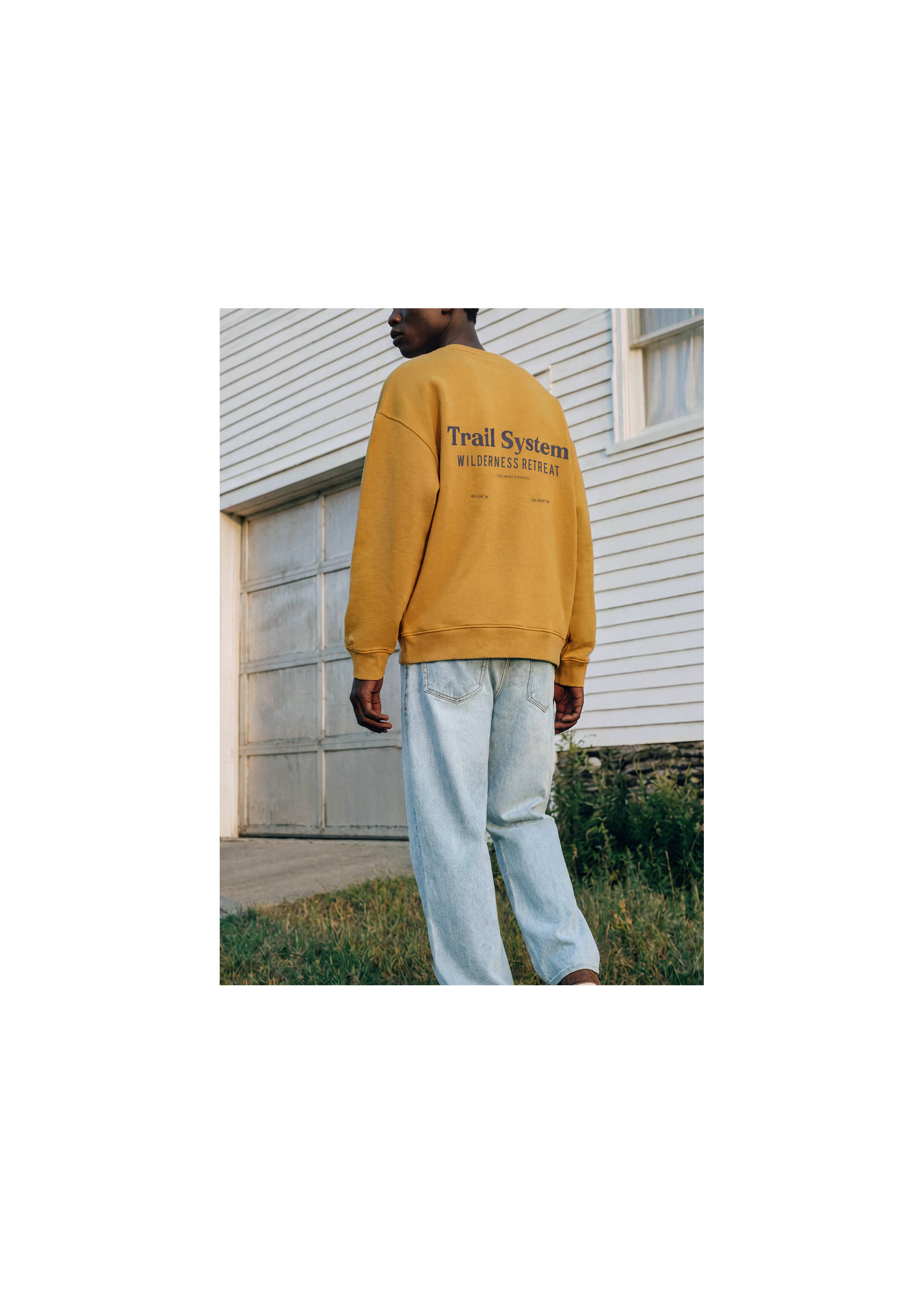 Cotton sweatshirt with text - Reverse of the article, Mustard. Ref: 37047802-00.