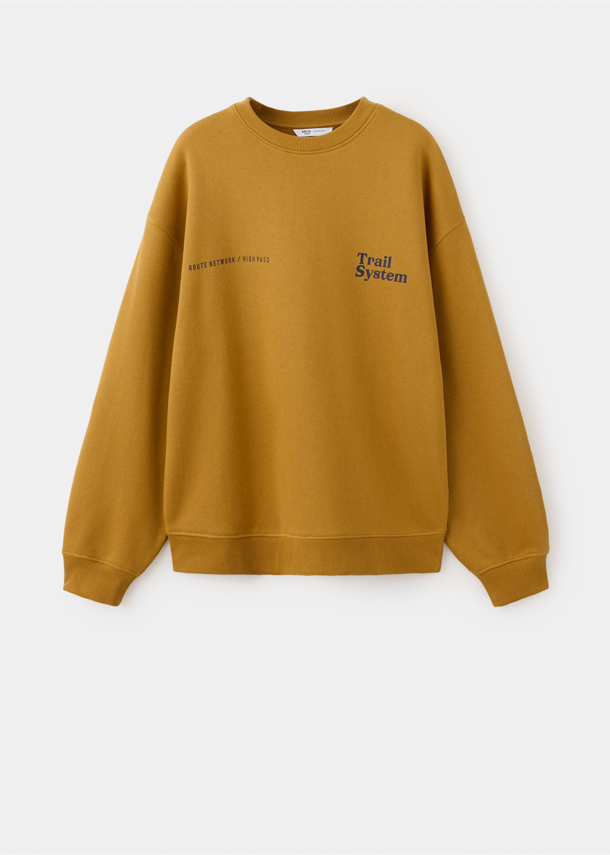 Cotton sweatshirt with text - Article without model, Mustard. Ref: 37047802-00.