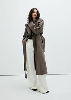 Manteco wool coat with belt — Medium Brown 2