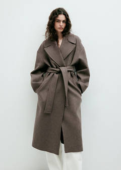 Manteco wool coat with belt — Medium Brown 1