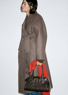 Manteco wool coat with belt — Medium Brown 6