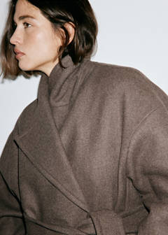 Manteco wool coat with belt — Medium Brown 7