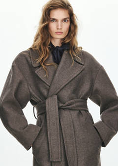 Manteco wool coat with belt — Medium Brown 12