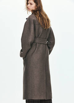Manteco wool coat with belt — Medium Brown 14