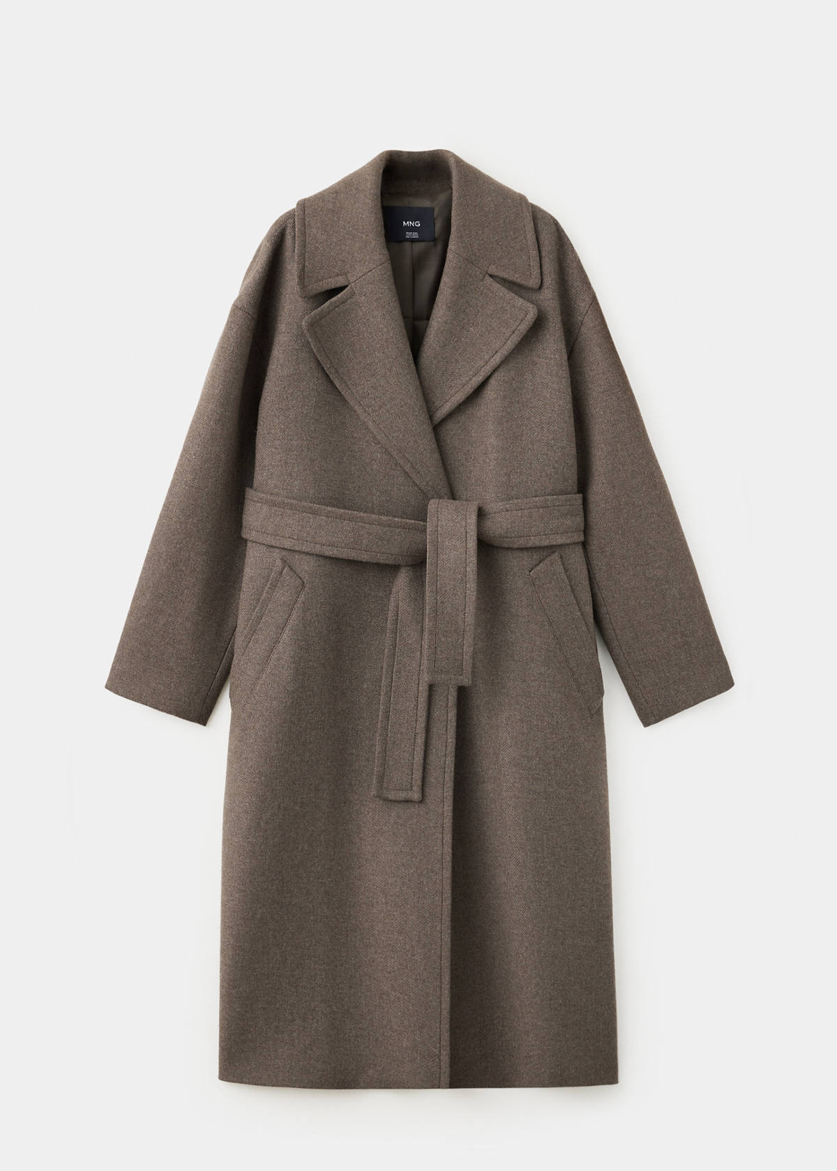 Manteco wool coat with belt — Medium Brown