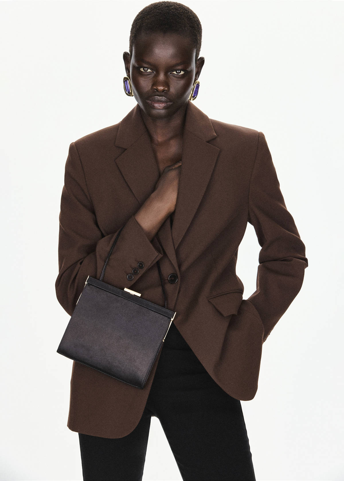 Straight jacket with flap pockets — Brown