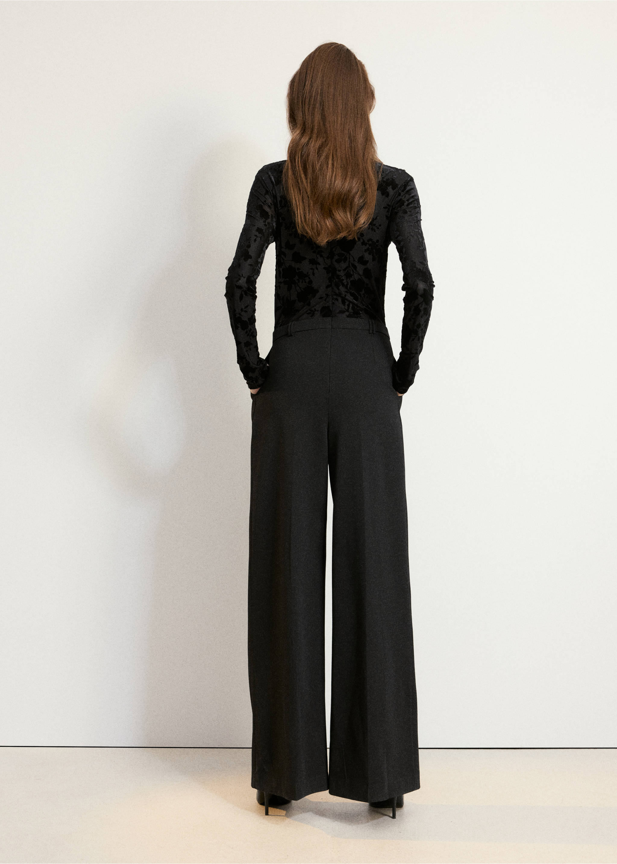Straight devoré jumpsuit - Reverse of the article, Black. Ref: 37047809-00.