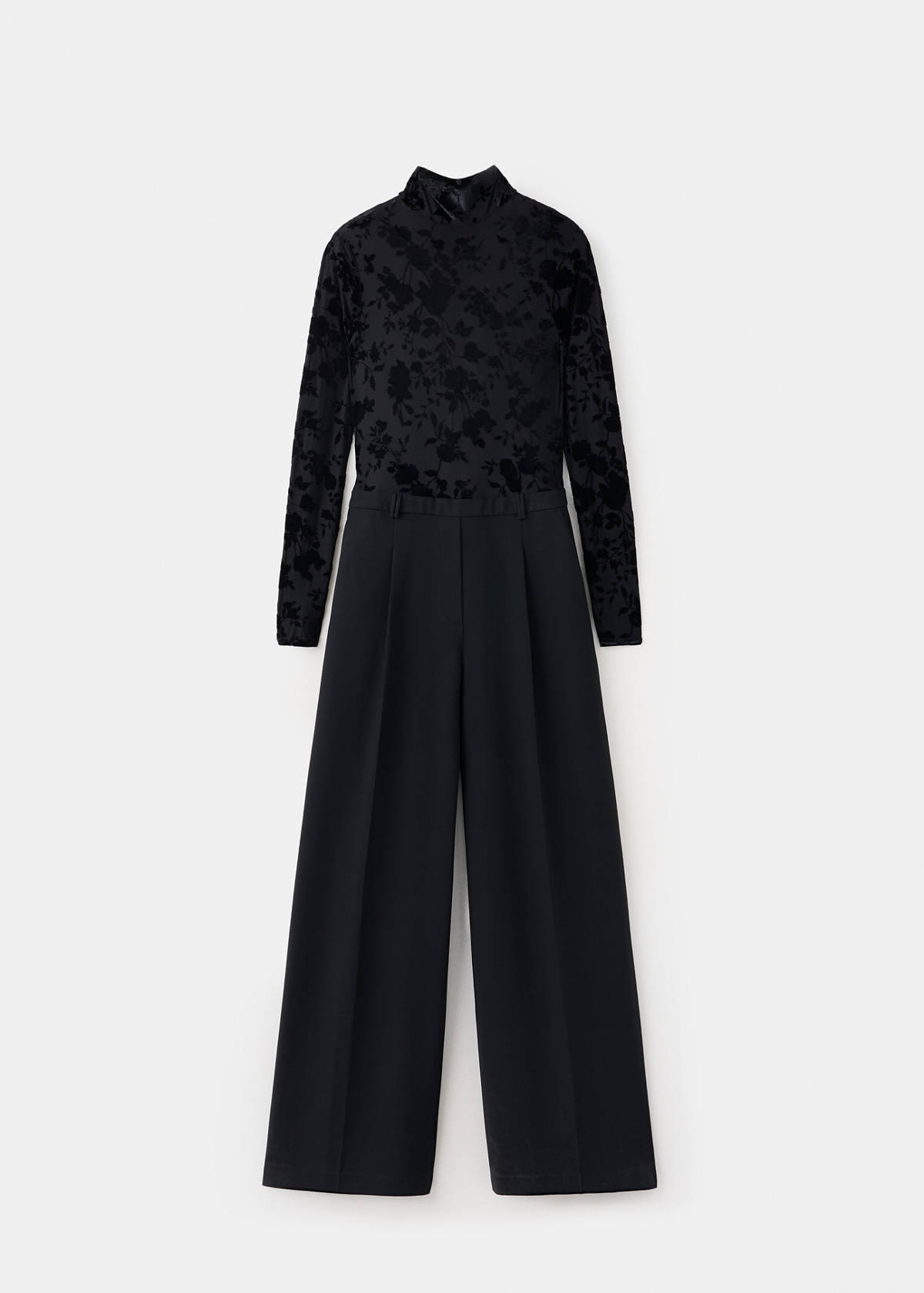 Straight devoré jumpsuit — Black