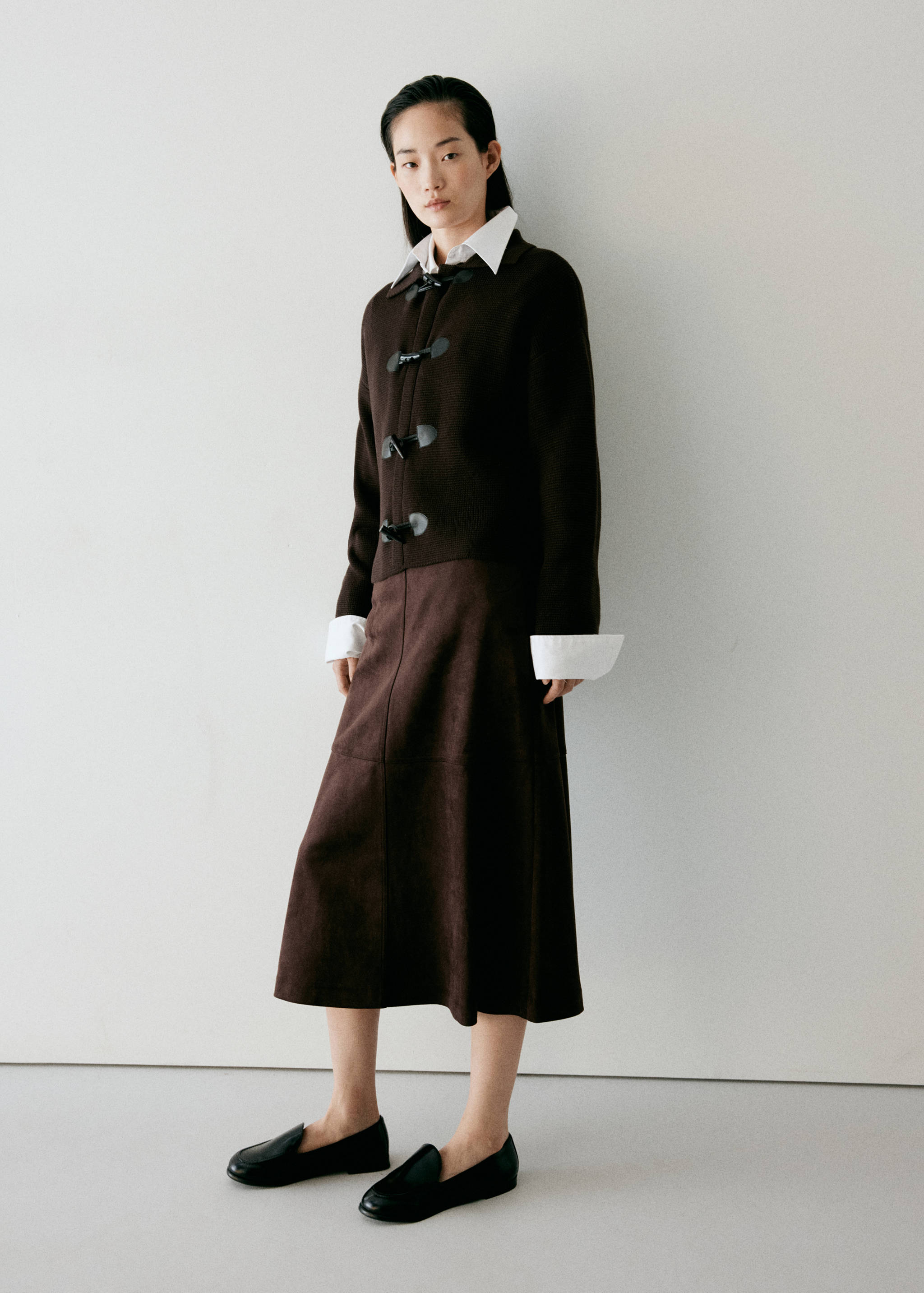 Toggle-fastening knit jacket - General plane