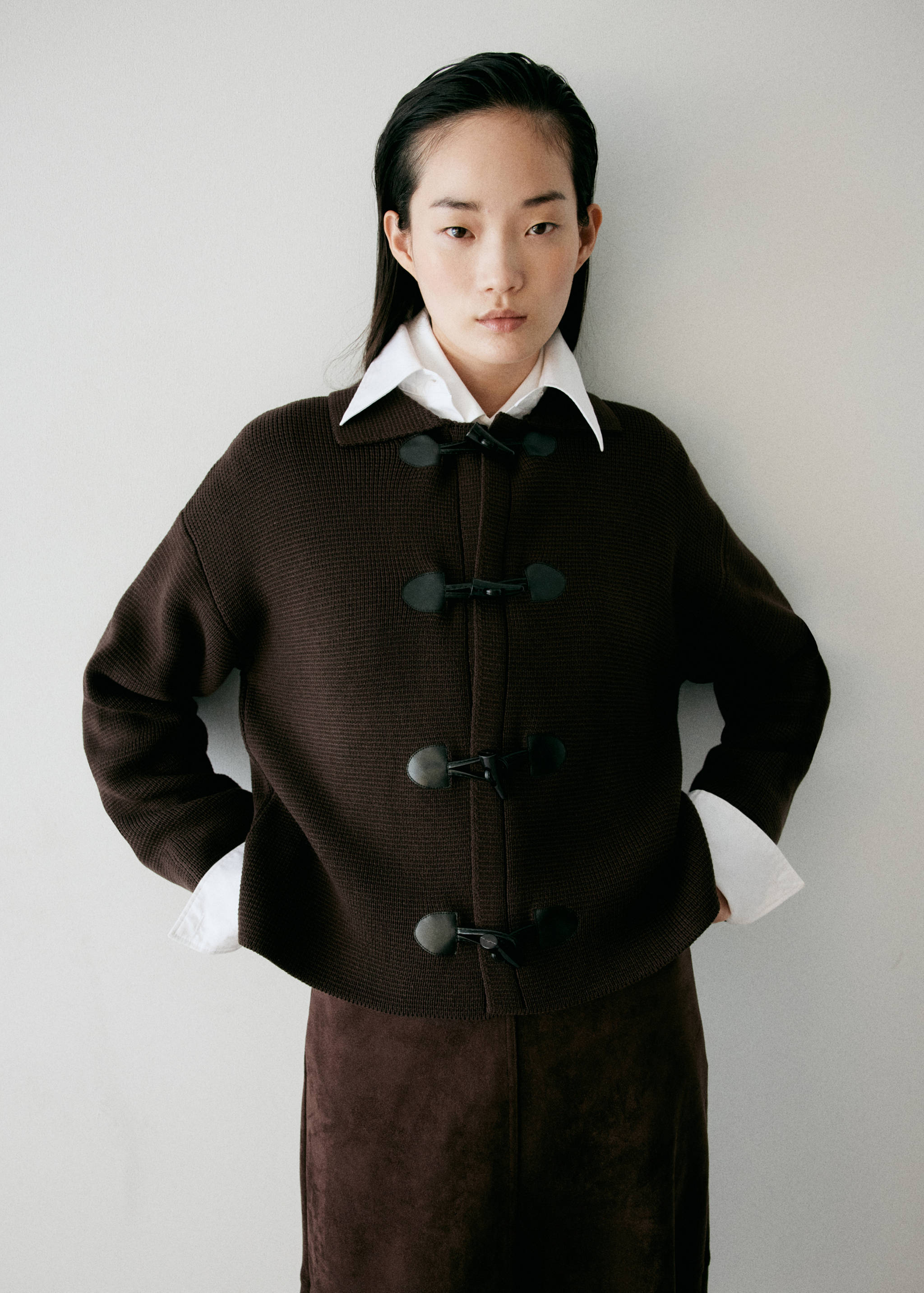 Toggle-fastening knit jacket - Medium plane