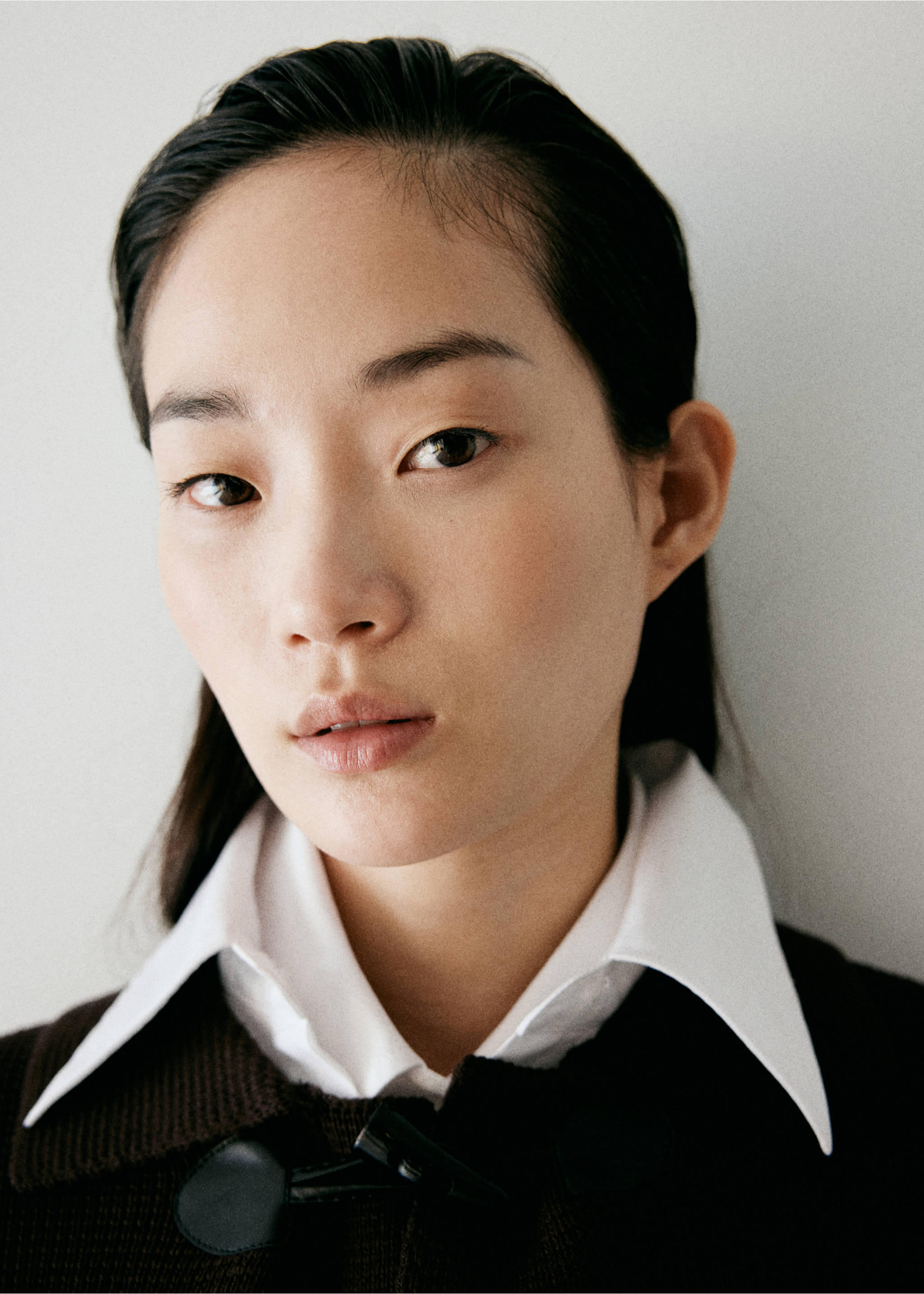 Toggle-fastening knit jacket - Details of the article 1, Brown. Ref: 37047813-00.