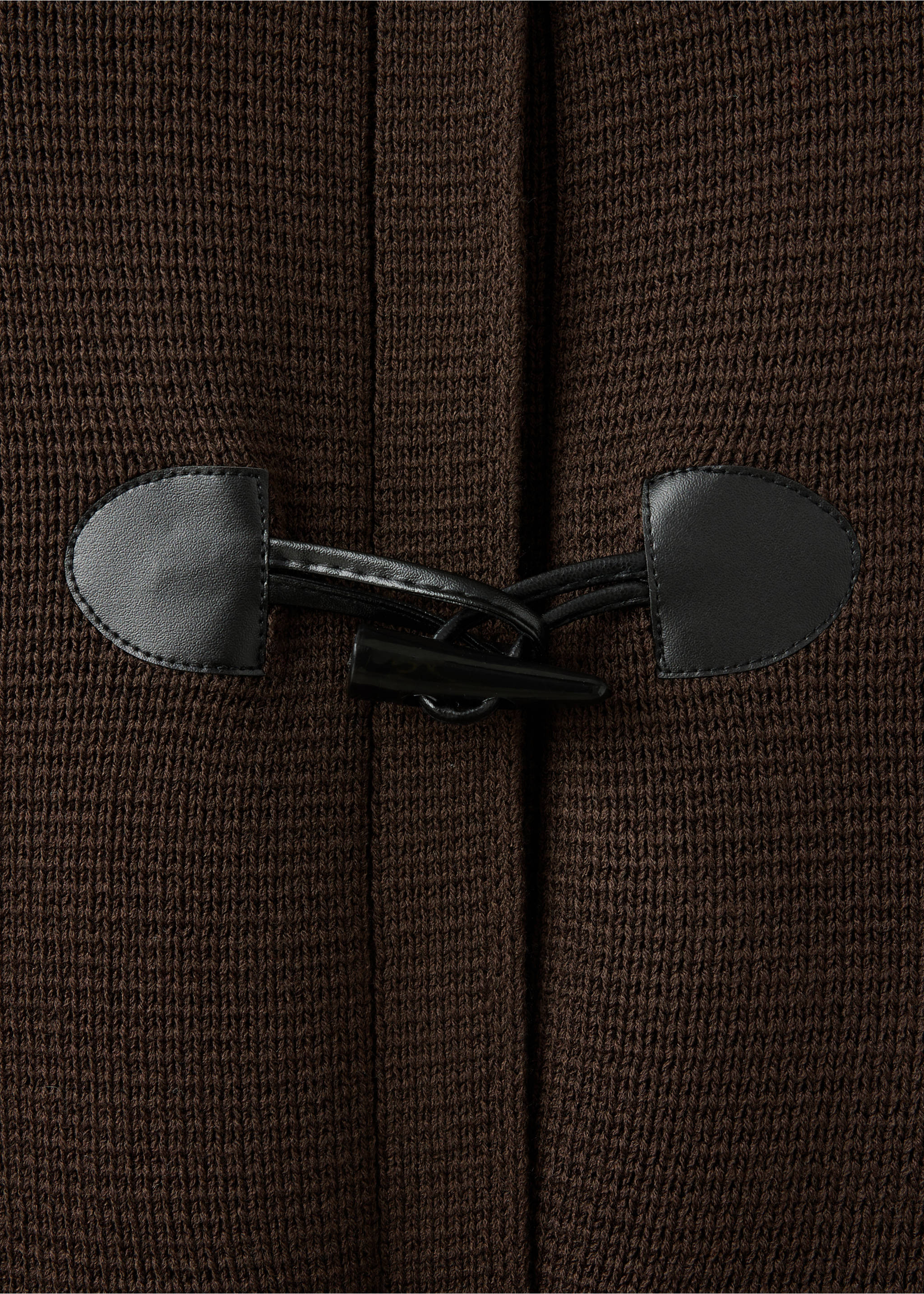 Toggle-fastening knit jacket - Details of the article 8, Brown. Ref: 37047813-00.
