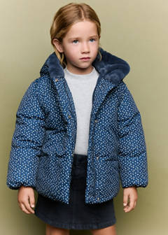Printed quilted coat — Navy 2