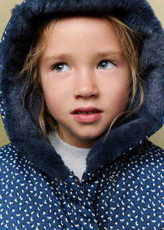 Printed quilted coat — Navy 4