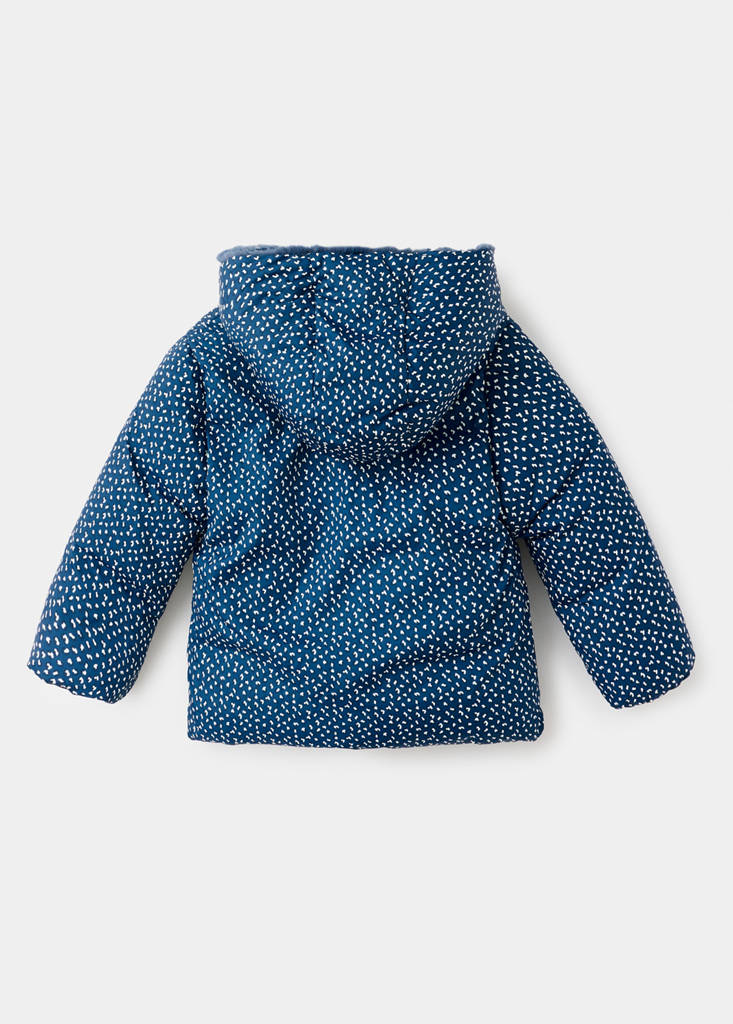 Printed quilted coat — Navy