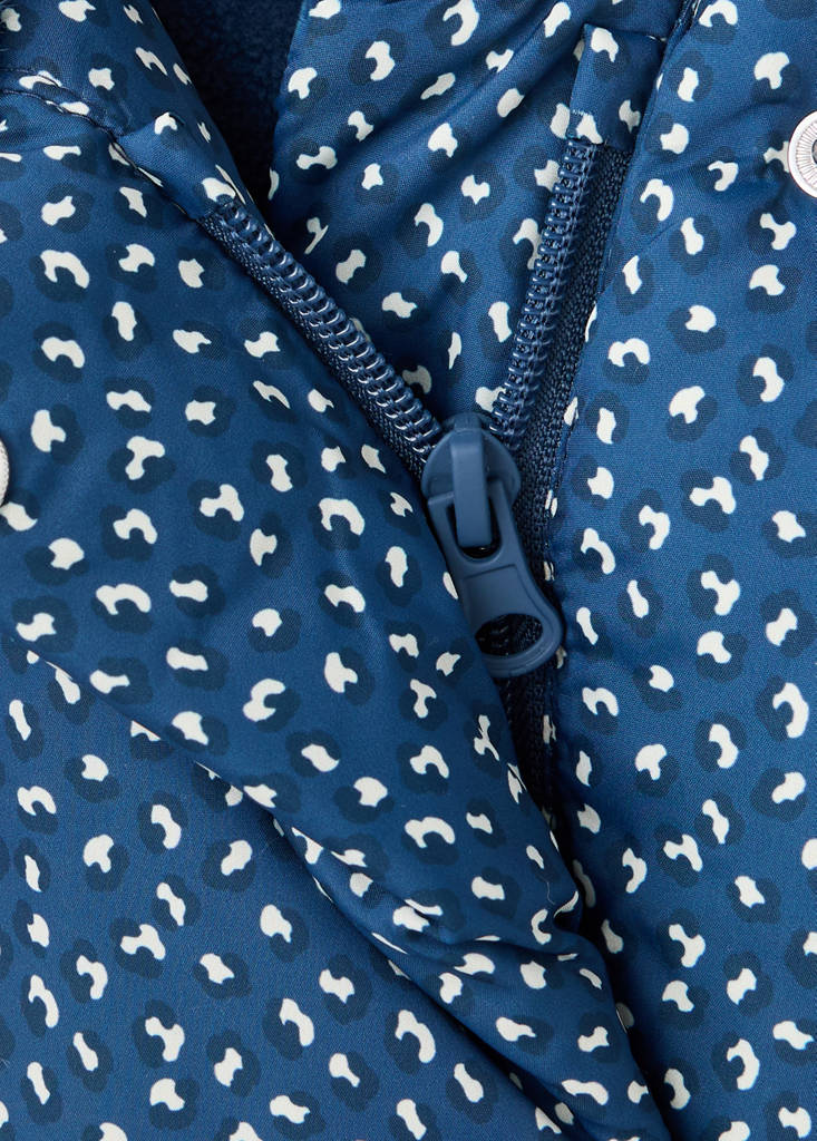 Printed quilted coat — Navy