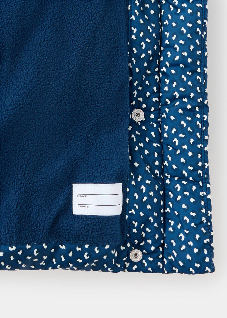 Printed quilted coat — Navy