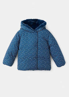 Printed quilted coat — Navy 3